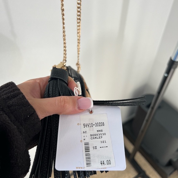 Cheetah Print Black Leather Purse with Gold Chain - Picture 6 of 7